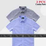 Premium Quality 100% Oxford Cotton Fabric Short Sleeve Shirt For Men's - Sky Blue & Ash