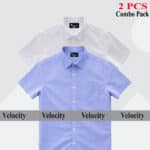 Premium Quality 100% Oxford Cotton Fabric Short Sleeve Shirt For Men's - Sky Blur & White