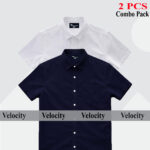 Premium Quality 100% Oxford Cotton Fabric Short Sleeve Shirt For Men's -Black & White.