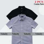 Premium Quality 100% Oxford Cotton Fabric Short Sleeve Shirt For Men's - Ash & Black
