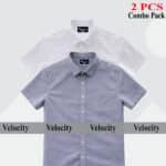 Premium Quality 100% Oxford Cotton Fabric Short Sleeve Shirt For Men's - Ash & White