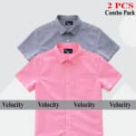 Premium Quality 100% Oxford Cotton Fabric Short Sleeve Shirt For Men's - Ash & Pink
