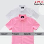 Premium Quality 100% Oxford Cotton Fabric Short Sleeve Shirt For Men's - White & Pink