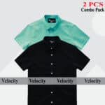 100% Oxford Cotton Fabric Short Sleeve Shirt For Men's - Pest & Black