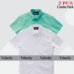 100% Oxford Cotton Fabric Short Sleeve Shirt For Men's - White & Pest.
