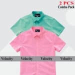 100% Oxford Cotton Fabric Short Sleeve Shirt For Men's - Pest & Pink.