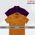 Premium Quality 100% Oxford Cotton Fabric Short Sleeve Shirt For Men's - Kathali & Purple.