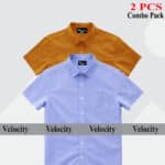 Premium Quality 100% Oxford Cotton Fabric Short Sleeve Shirt For Men's - Kathali & Sky blue.