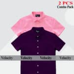 Premium Quality 100% Oxford Cotton Fabric Short Sleeve Shirt For Men's - Pink & Purple.