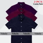 Premium Quality 100% Oxford Cotton Fabric Short Sleeve Shirt For Men's - Maroon, Navy Blue & Purple