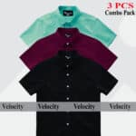 Premium Quality 100% Oxford Cotton Fabric Short Sleeve Shirt For Men's - Black, Maroon & Pest