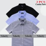 Premium Quality 100% Oxford Cotton Fabric Short Sleeve Shirt For Men's - Sky Blur, Ash & Black