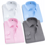 4 Pes Men’s Premium Formal Shirt -White, Sky Blue, Pink, Ash.